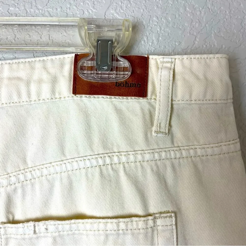 BOHME Women's Cream Distressed Cropped Jeans Size 32 - Picture 7 of 8